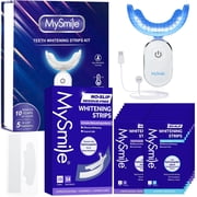 MySmile Anti-Sensitivity Teeth Whitening Strips, 28-LED Teeth Whitening Kit, 10% Hydroxyapatite-Infused, Non Slip, Enamel Safe Teeth White Strips, Tooth Stain Remover, Natural Mint, 28pcs