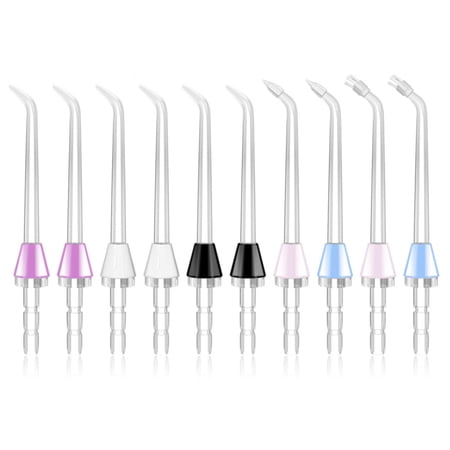 MySmile 10pcs LP201 Water Flosser Replacement Jet Tips Oral Irrigator Nozzle Set Compatible with Waterpik Flosser, 6 Classic Tips 2 Periodontal Pocket Tips 2 Plaque Seeker Tips