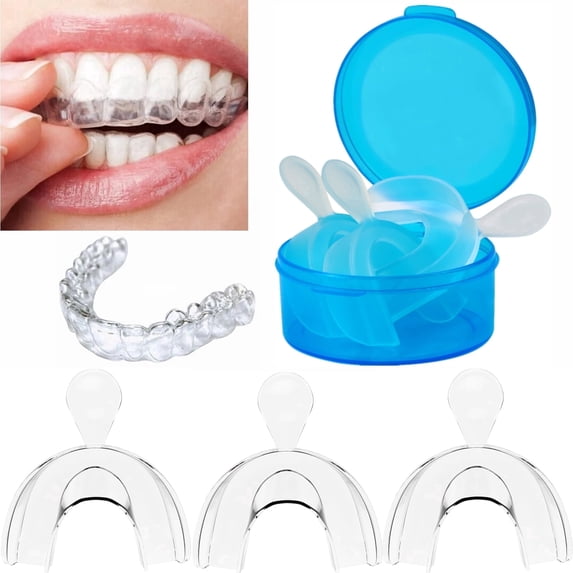 MySmile 10pcs Teeth Whitening Trays for Teeth Whitening Gel, Dental Thermoplastic Mouth Guard Trays with Blue Hygiene Case Moldable Mouth Night Guard