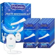 MySmile Hydrogen Peroxide Teeth Whitening Strips Kit with 28-LED Light, 28pc Non-Sensitive White Strips Fast Result Remove 20 Years of Stains