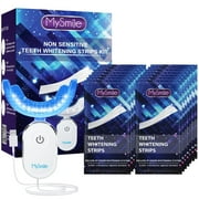 MySmile 28pc Teeth Whitening Strips Kit with 28-LED Powerful Light, Teeth White Strips Tooth Whitener Remove 10 years of Stain