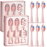 MySmile DY156 Sonic Electric Toothbrush Replacement Heads for Adults, 6Pcs Enamel Safe Powered Toothbrush Heads, Pink