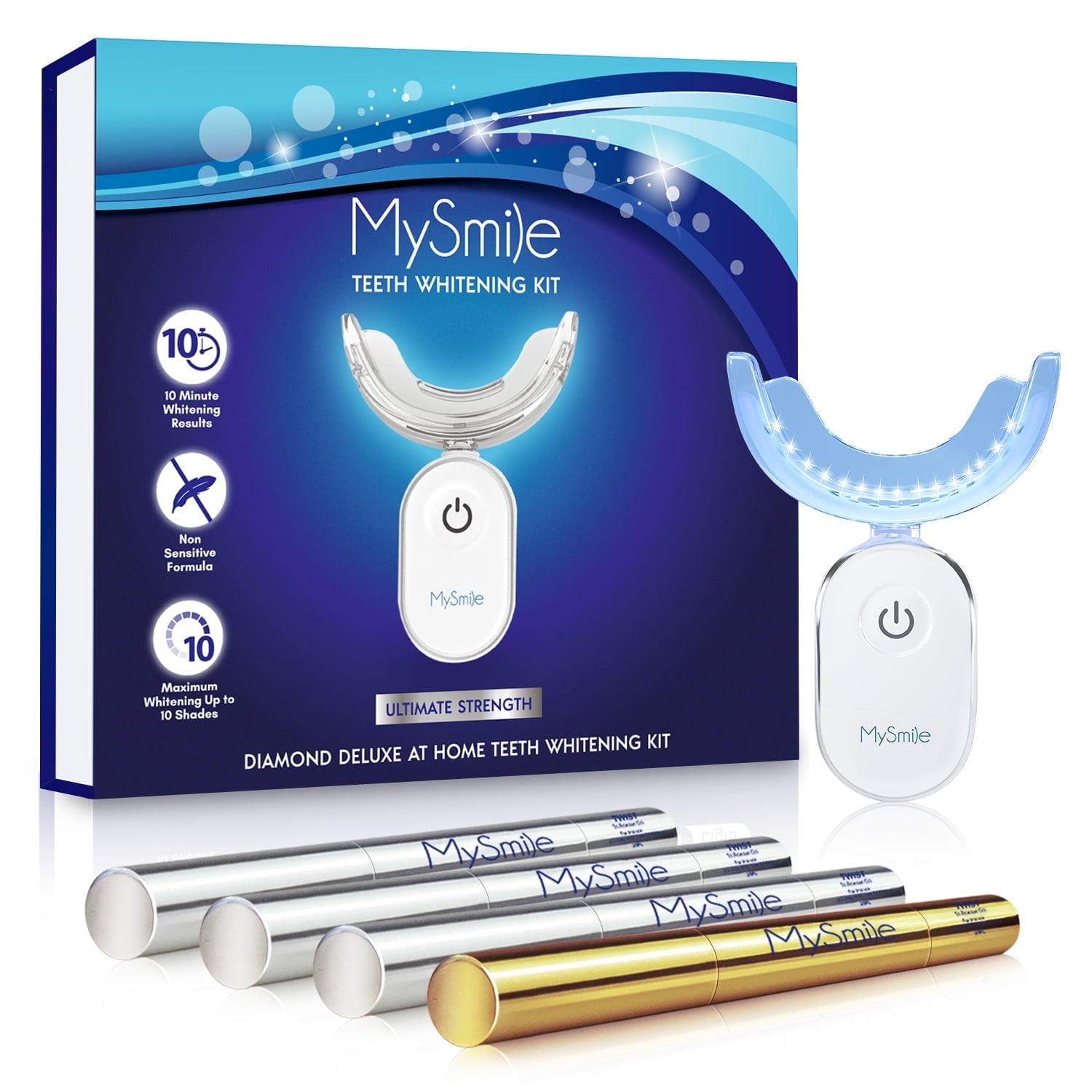 MySmile 4pc Deluxe Professional Teeth Whitening Pen Kit with 28LED