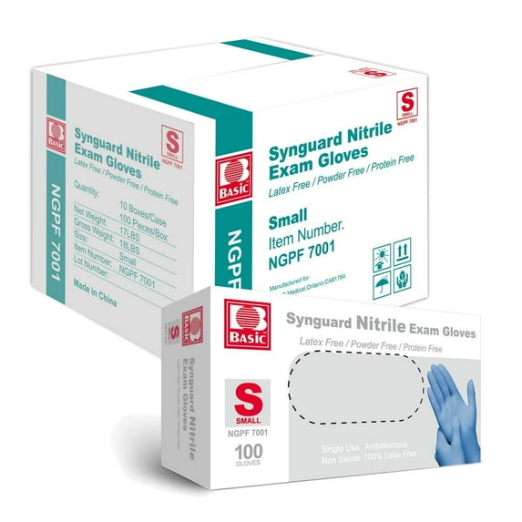 MySmile 500pc S Size Medical Disposable Synguard Nitrile Exam Gloves Blue Non-Sterile Latex Free Powder Free