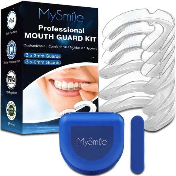 MySmile 6pc 3S+3M Adult Kids Mouth Guard for Grinding Teeth at Night Anti-Snoring Device