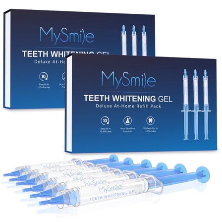 MySmile 6pc Teeth Whitening Gel Refill Pack, 35%CP Non Sensitive for Teeth Whitening Gels 10min Result,Mint Flavor
