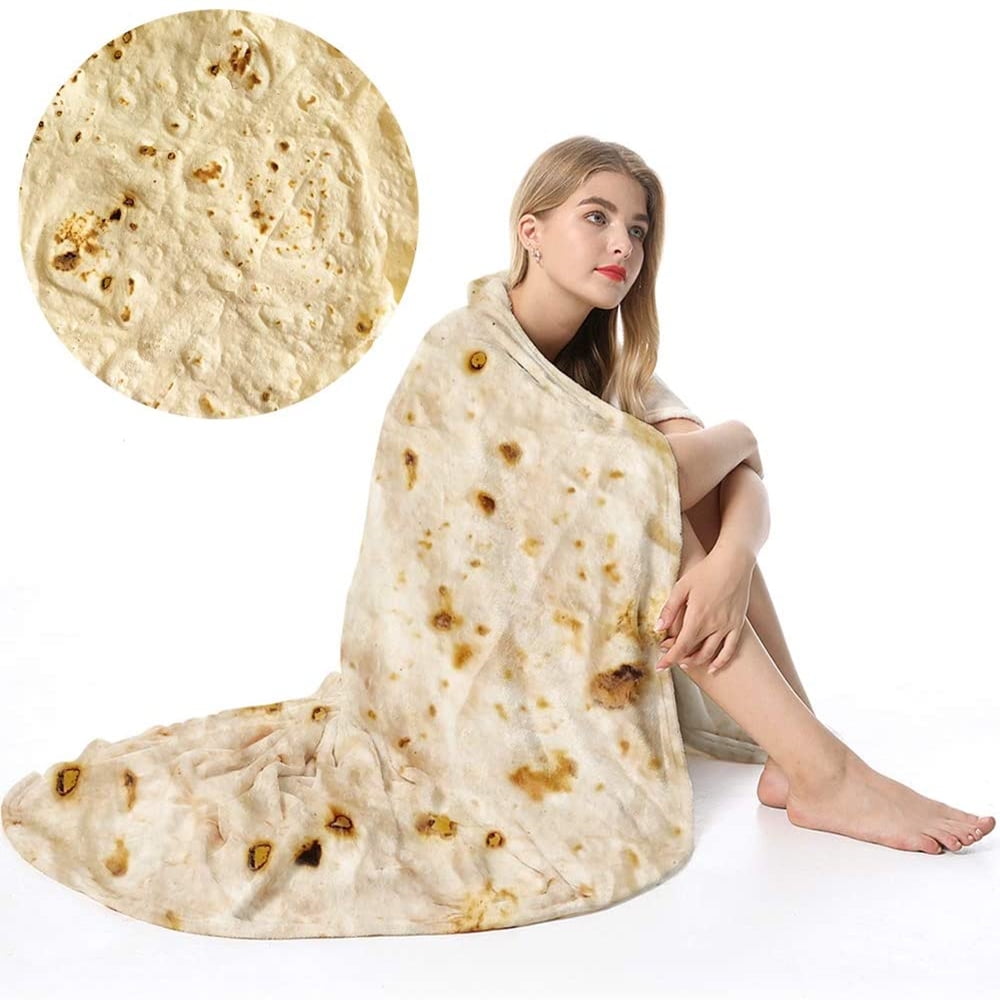 MySmile 70 inch XL Mexican Burrito Tortilla Blanket Realistic Food Taco Tortilla Blanket Soft Fleece Warm Soft Travel Christmas Blanket Flannel Walmart