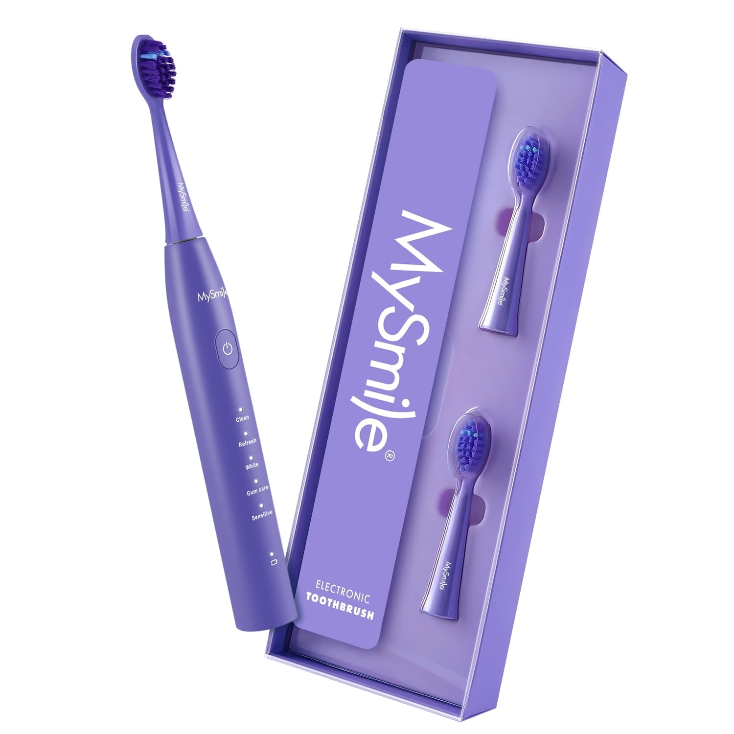 MySmile DY156 Sonic Electric Toothbrush for Adults, 45000 VPM Powered Toothbrush Rechargeable, IPX7 Waterproof, 5 Modes, 2 Mins Smart Timer, 60 Day Battery Life, 3 Tooth Brush Heads, Violet