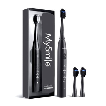 MySmile DY156 Sonic Electric Toothbrush for Adults, Super Vibration Motor Deep Cleaning, Rechargeable Enamel Safe Toothbrush, 3 Replace Heads, 5 Modes, One Charge for 60 Days, Black