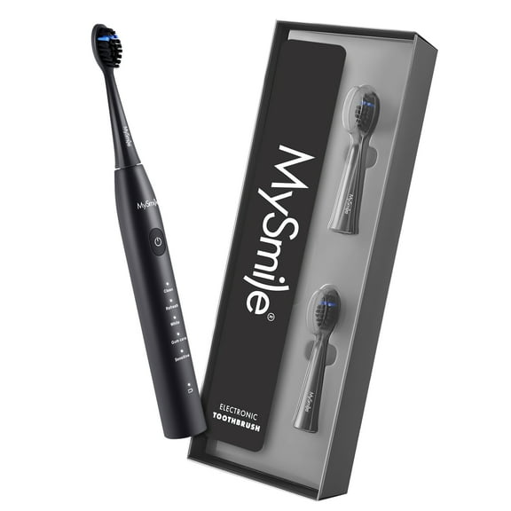 MySmile DY156 Sonic Electric Toothbrush for Adults, Super Vibration Motor Deep Cleaning, Rechargeable Enamel Safe Toothbrush, 3 Replace Heads, 5 Modes, One Charge for 60 Days, Black