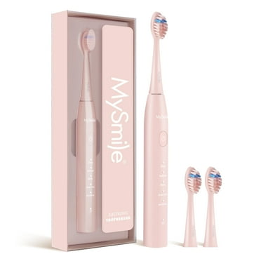 MySmile DY156 Sonic Electric Toothbrush with 3 Brush Heads for Adults, Rechargeable Battery Toothbrush, 2 Mins 5 Modes Smart Timer, 45000VPM, One Charge for 60 Days - Pink