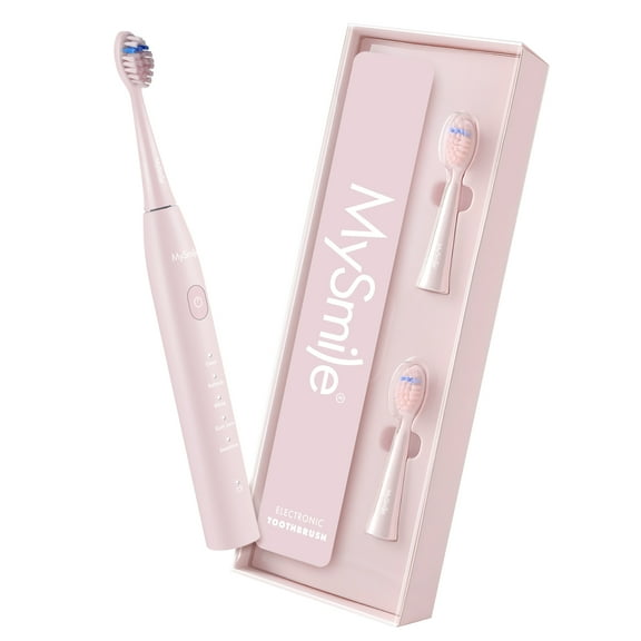 MySmile DY156 Sonic Electric Toothbrush for Adults, Rechargeable Enamel Safe Toothbrush, 3 Replace Heads, 5 Super Vibration Deep Cleaning Modes, One Charge for 60 Days, Pink