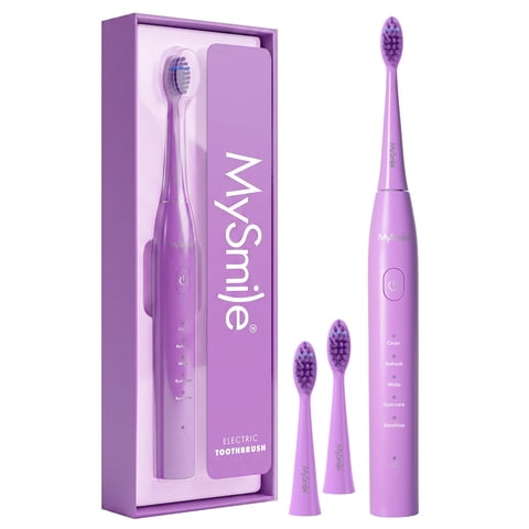 MySmile DY156 Sonic Electric Toothbrush for Adults, 45000 VPM Powered Toothbrush Rechargeable, IPX7 Waterproof, 5 Modes, 2 Mins Smart Timer, 60 Day Battery Life, 3 Tooth Brush Heads, Purple