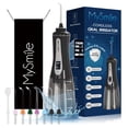 thumbnail image 1 of MySmile LP201 OLED Cordless Water Flosser for Teeth Braces, Gums, Dental Hygiene, 350ml Tank, Portable Electric Oral Irrigator, 5 Modes, 8 Jet Tips, Travel Bag, Black, 1 of 13