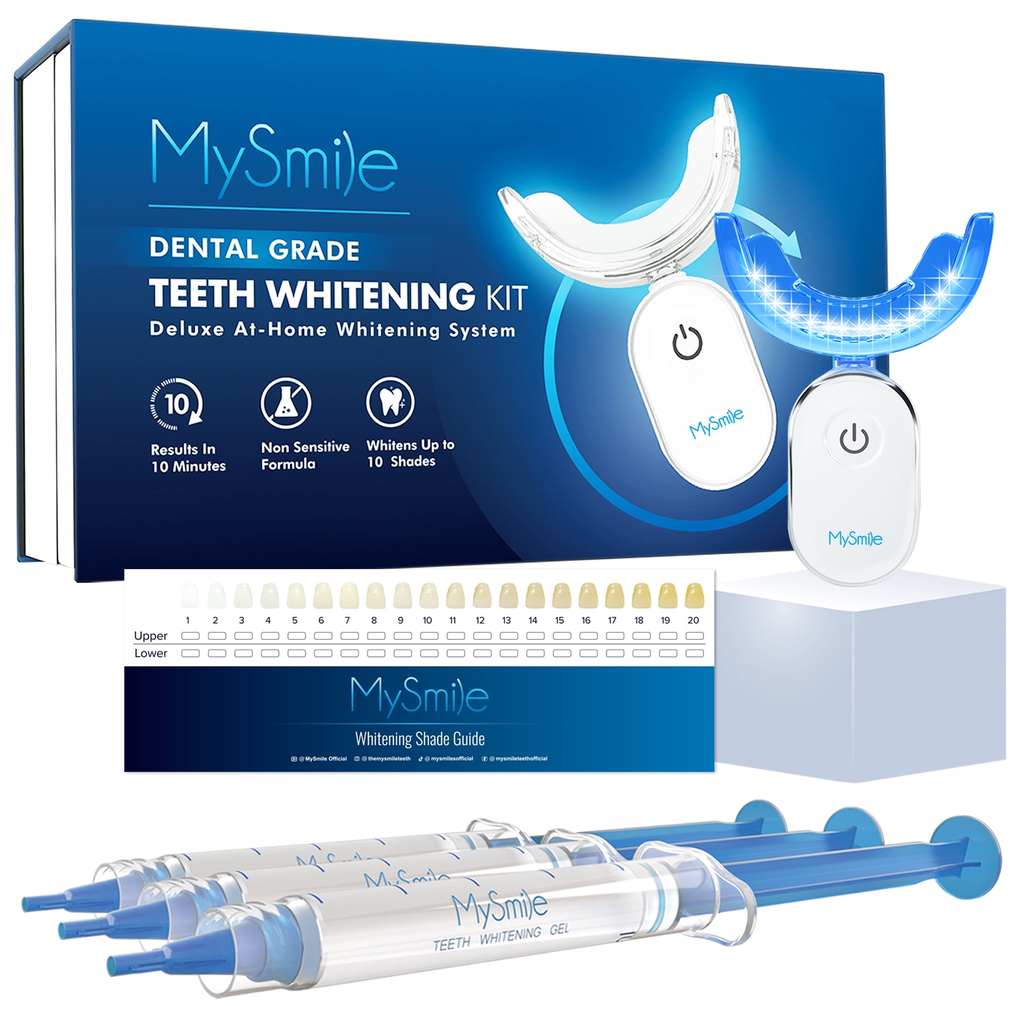 MySmile Pro Teeth Whitening Kit with 28-LED Light Tray, 10Min 3x3ml Non-Sensitive Whitening Gel Tooth Whitener Remove 10 Years of Stains