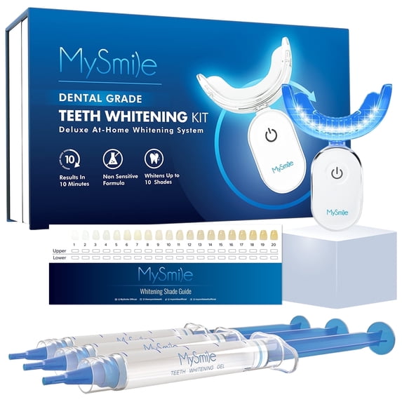 MySmile Pro Teeth Whitening Kit with 28-LED Teeth Whitening Light, Fast 10 Min Results, 3×3ml Gentle Non-Sensitive Enamel Safe Teeth Whitening Gel, Removes Years of Coffee, Tea & Wine Stains, Mint