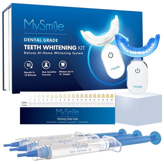 MySmile Pro Teeth Whitening Kit with 28-LED Teeth Whitening Light, Fast 10 Min Results, 3×3ml Gentle Non-Sensitive Enamel Safe Teeth Whitening Gel, Removes Years of Coffee, Tea & Wine Stains, Mint
