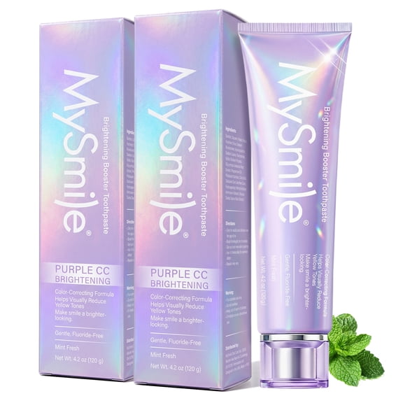 MySmile Purple Teeth Whitening Toothpaste for Adults, Hydroxyapatite Infused, Enamel Safe, Fluoride Free Toothpaste for Sensitive Teeth, Peroxide Free, Fresh Breath, Remove Tooth Stain, Mint, 8.4oz