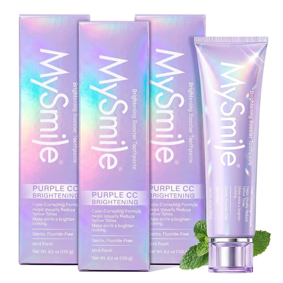 MySmile Purple Teeth Whitening Toothpaste for Adults, Hydroxyapatite Infused, Enamel Safe, Fluoride Free Toothpaste for Sensitive Teeth, Peroxide Free, Fresh Breath, Remove Tooth Stain, Mint, 12.6oz