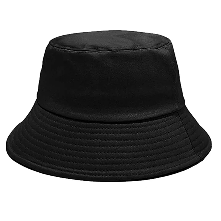 MySmile Black Fisherman Bucket Hat, Wide Brim UV Protection 
