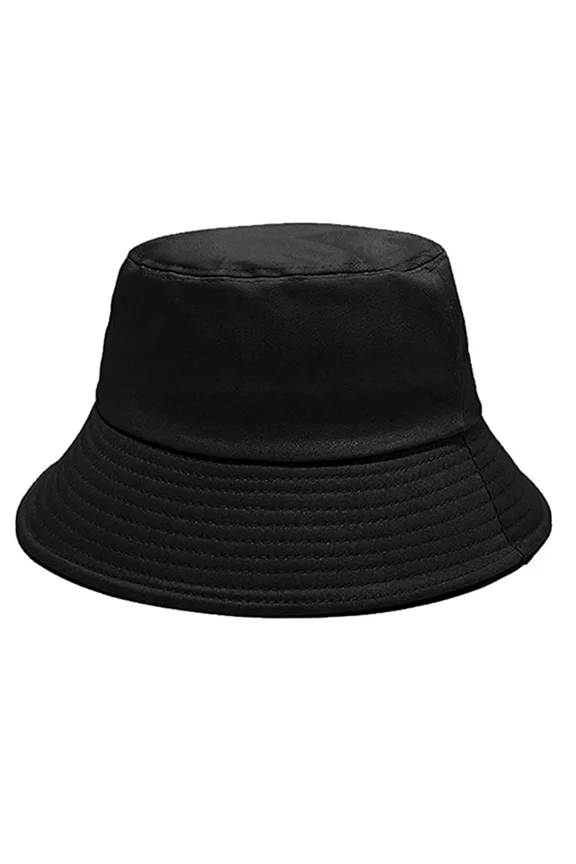 Sun Protection Black Fisherman Cap Bucket Hat for Unisex Adult Men Women Wide Brimmed Casual Hat