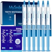 MySmile Teeth Whitening Gel Refill Pack, 3 x 3ml Gentle Enamel Safe Non-Sensitive Whitening Gel for Teeth Whitening Kit, 4pcs Teeth Whitening Strips, No Light, Mint, 2 Packs