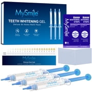 MySmile Teeth Whitening Gel Refill Pack, 3 x 3ml Gentle Enamel Safe Non-Sensitive Whitening Gel for Teeth Whitening Kit, 2pcs Teeth Whitening Strips, No Light, Mint, 1 Pack