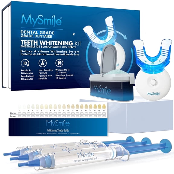 MySmile Teeth Whitening Kit  & Teeth Whitening Powder, Non-Sensitive Teeth Whitening Gel, 5-LED Teeth Whitening Light, Remove Years of Stains, Mint