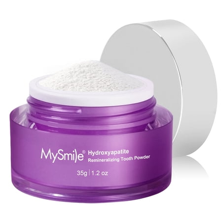 MySmile Teeth Whitening Powder for Toothbrush, Hydroxyapatite Infused, Enamel Safe None- Sensitive Teeth Whitening toothpaste, Tooth Stain Remover & Polisher, Mint, 1.2oz