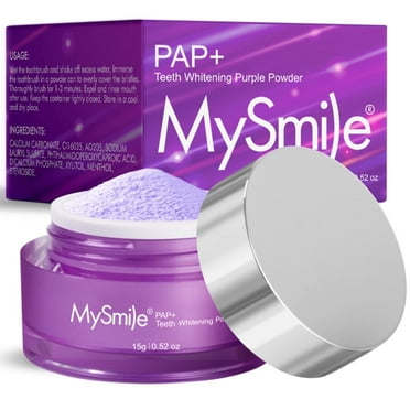 MySmile PAP Teeth Whitening Powder Polisher Kit Purple Color Corrector, Remove Tooth Stains, Cavity Prevention Little Foam for Cleaning Tooth Fresh Breath Alternative Fluoride Free Toothpaste