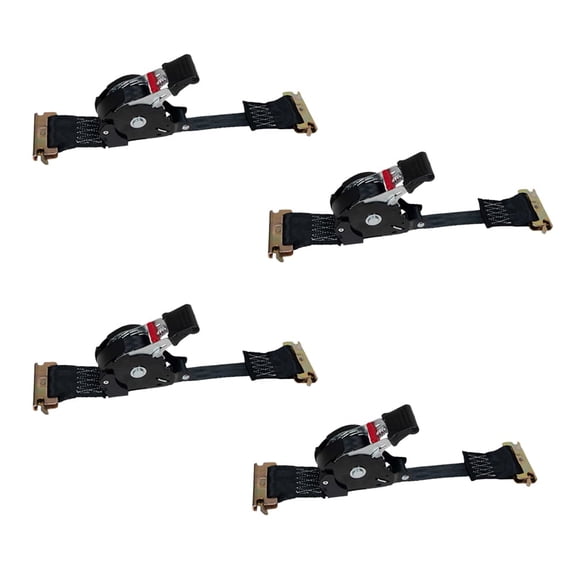 MyTee Products 1'' x 12' Retractable Ratchet Straps for E-Track - Auto Retract Tie Down Straps with 500 lbs WLL - Self Ratcheting Strap for Boat, Jet Ski, ATVs, Bikes (4 Pack)