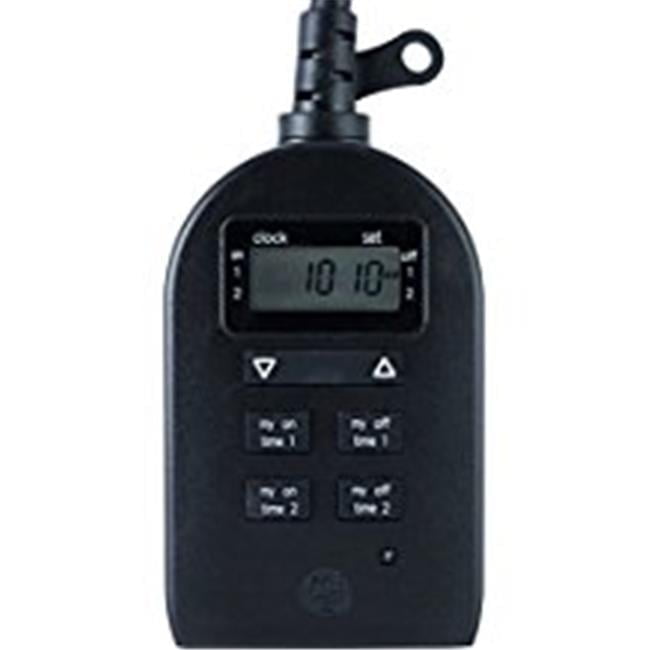 Black Dual Outlet Programmable Outdoor Digital Timer