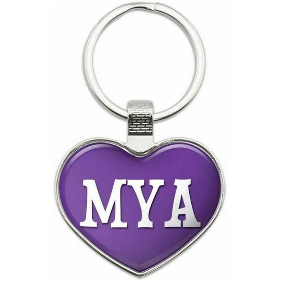 Mya - Names Female Metal Heart Keychain Key Chain Ring, Purple