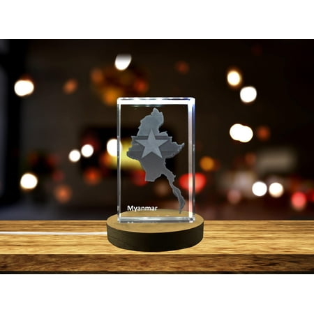 Myanmar 3D Engraved Crystal 3D Engraved Crystal Keepsake/Gift/Decor/Collectible/Souvenir