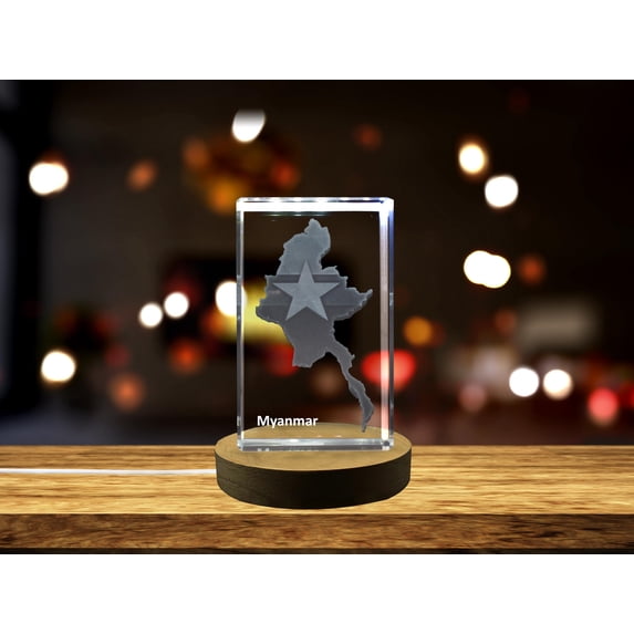 Myanmar 3D Engraved Crystal 3D Engraved Crystal Keepsake/Gift/Decor/Collectible/Souvenir