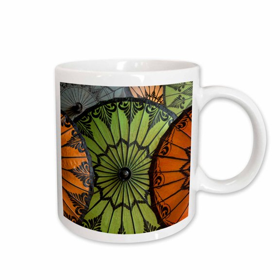 3drose, Myanmar, Bagan. Handmade and Painted Parasols on Display in a Shop., 11oz Mug
