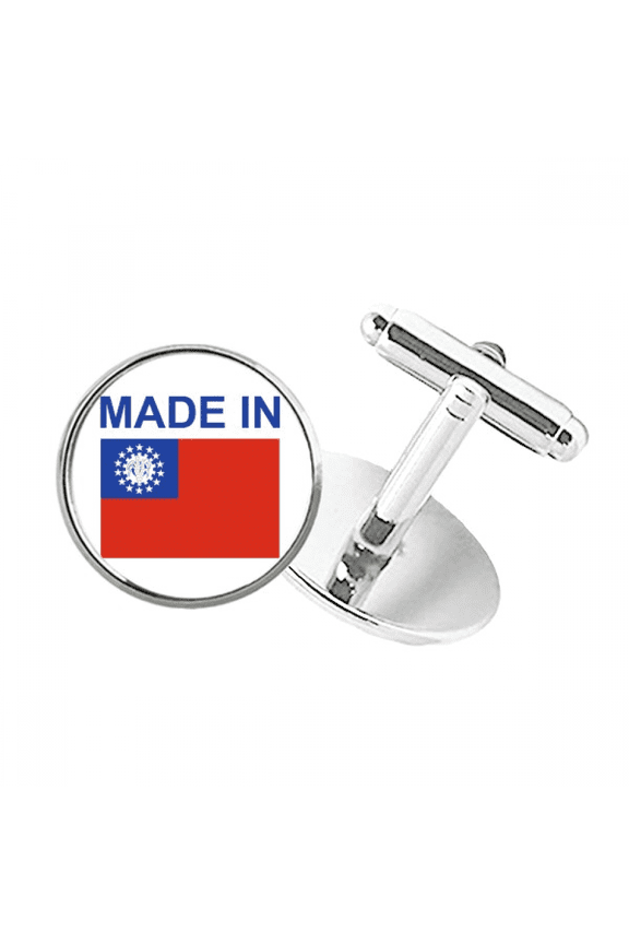 Myanmar Country Love Round Button Cuff Clip Stud Cufflinks