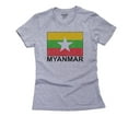 thumbnail image 1 of Myanmar Flag - Special Vintage Edition Women's Cotton Grey T-Shirt, 1 of 2