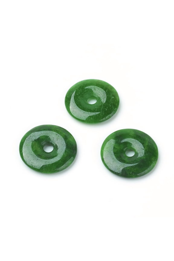 Myanmar Jade/Burmese Jade Pendants Dyed Donut/Pi Disc Width: 7.5mm 17~18x3~4mm Hole: 3mm