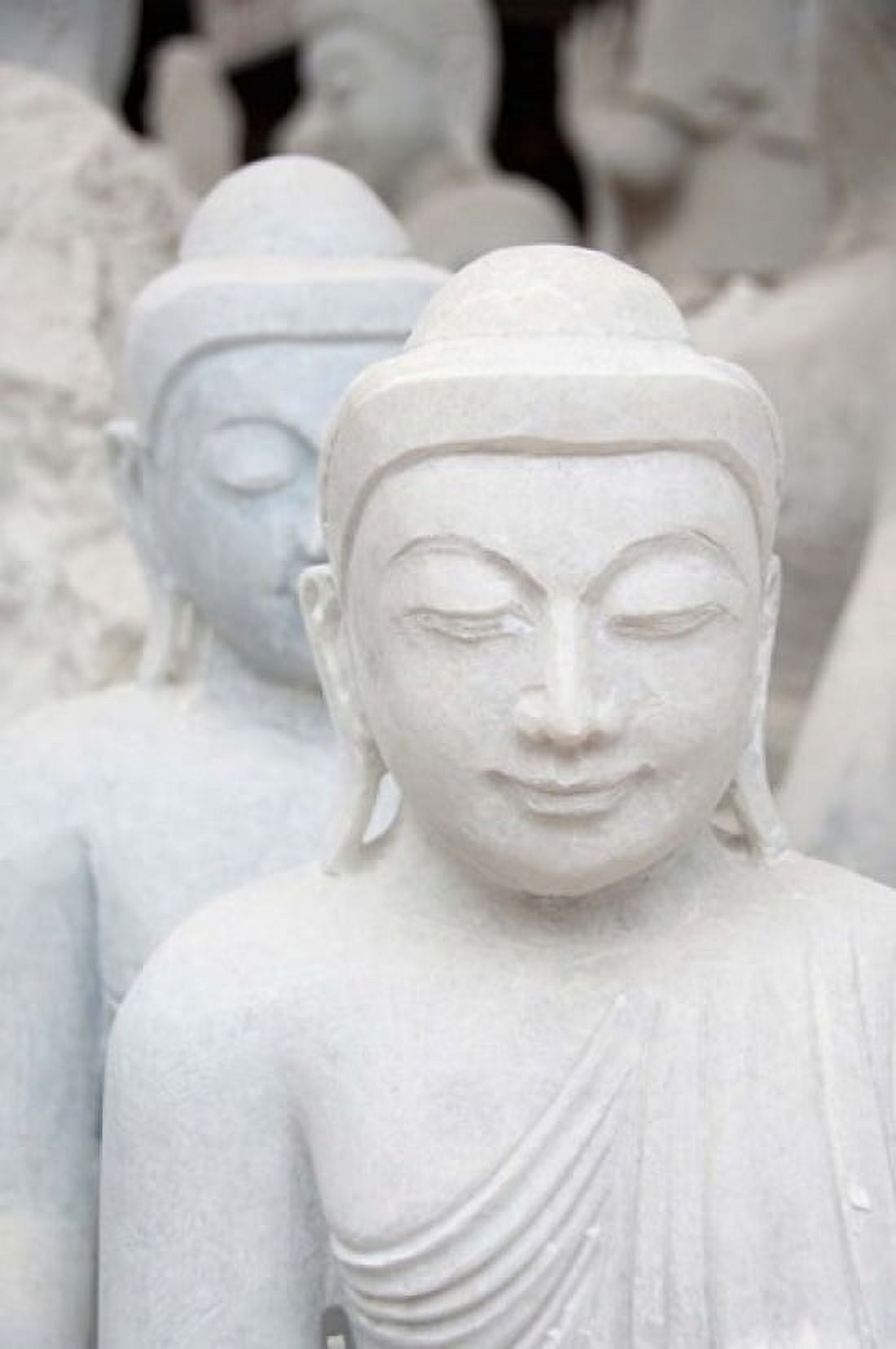 Myanmar Mandalay Stone carver marble Buddhas Canvas Art - Cindy Miller Hopkins  DanitaDelimont (11 x 17)