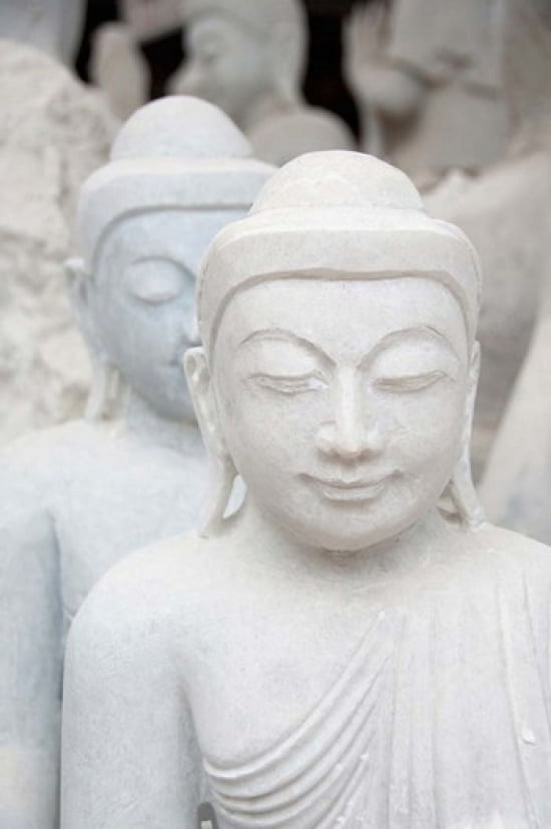 Myanmar Mandalay Stone carver marble Buddhas Canvas Art - Cindy Miller Hopkins DanitaDelimont (23 x 34)