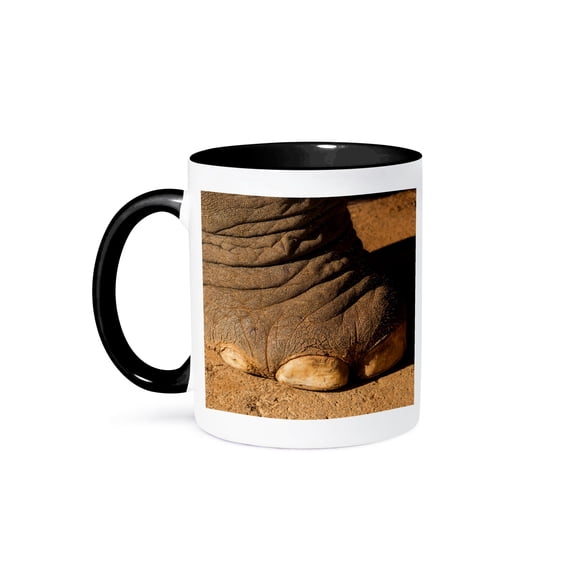 3drose, Myanmar. Shan State. Elephant Foot, Showing the Distinct Toenails., 15oz Two-tone Black Mug