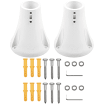 Myard 6" Surface Mount Base Anchor Flange for 1.9" Swimming Pool Rail Handrail Ladder to Concrete or Wood Deck (Ivory White, 2-Pack)