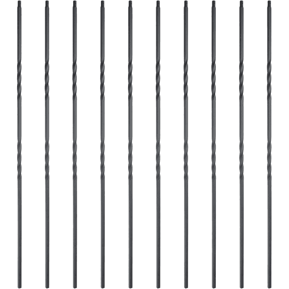 Myard Double Twist 1/2 Inches Square Iron Stair Balusters, 44 Inches 10-Pack (Satin Black)