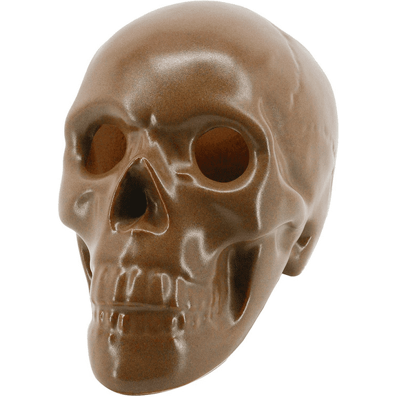 Myard Glaze Enamel Ceramic Fireproof Fire Skull Log for Gas or Wood Fireplace Fire Pit Campfire Bonfire Halloween Horror Decor (Qty 1, Brown)