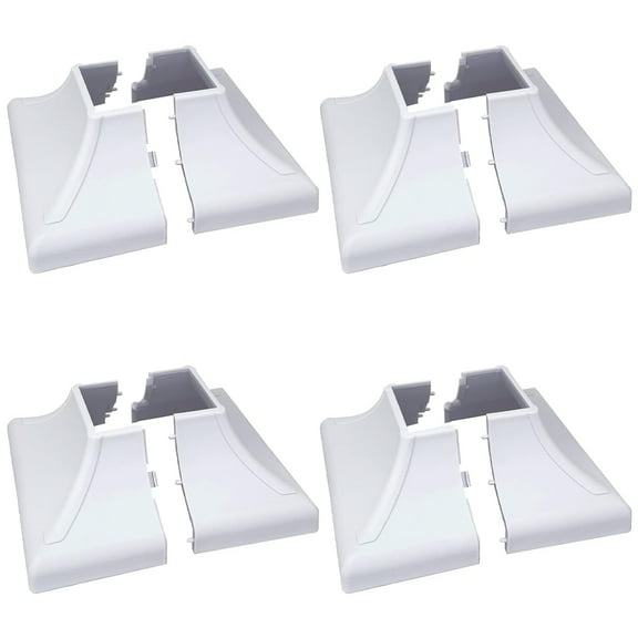 Myard Interlocking Post Cover Skirt Shoe for 1.5X1.5 Inch Post with 4.5X4.5 Inches Base Mounting Plate - Fast Install on Feet of Porch, Stair Handrail, Railing, Fence (4-Pack, White)