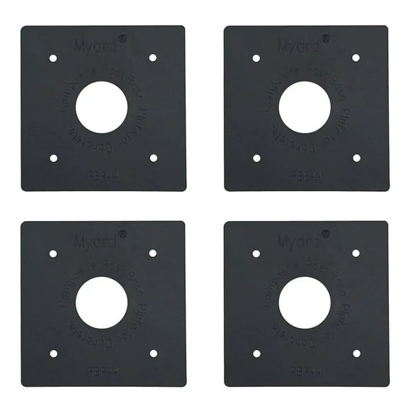 Myard PBP44 Post Base Plate for 4X4 Inches Wood Post, Provides Code Required 1 Inch Stand-Off from Concrete Ground (4" X 4", 4)