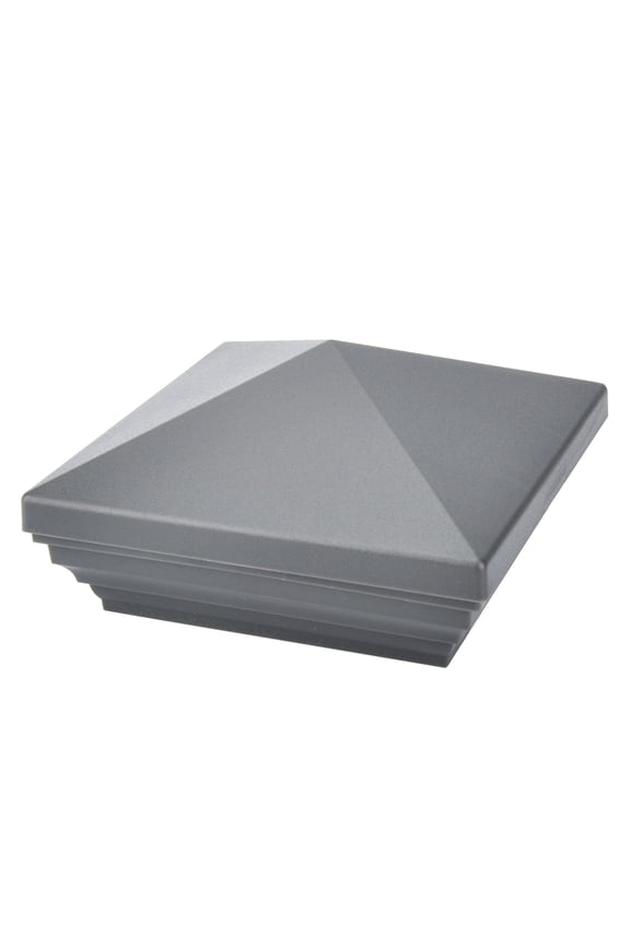 PNP 115445GR Screw-Free Universal Fence Pyramid Top Cap Fits Post 4 X 4 Inches (Actual Post Size 3.5 X 3.5) (Qty 1, Pewter)