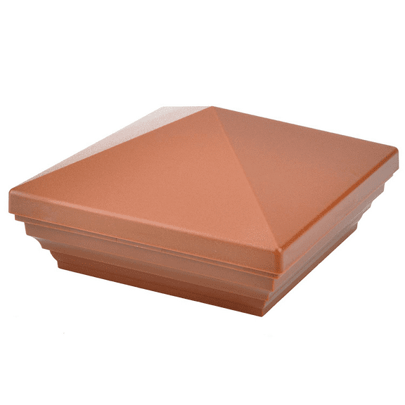Myard PNP 115445R Screw-Free Universal Fence Pyramid Top Cap Fits Post 4 X 4 Inches (Actual Post Size 3.5 X 3.5) (Qty 5, Red Mahogany)