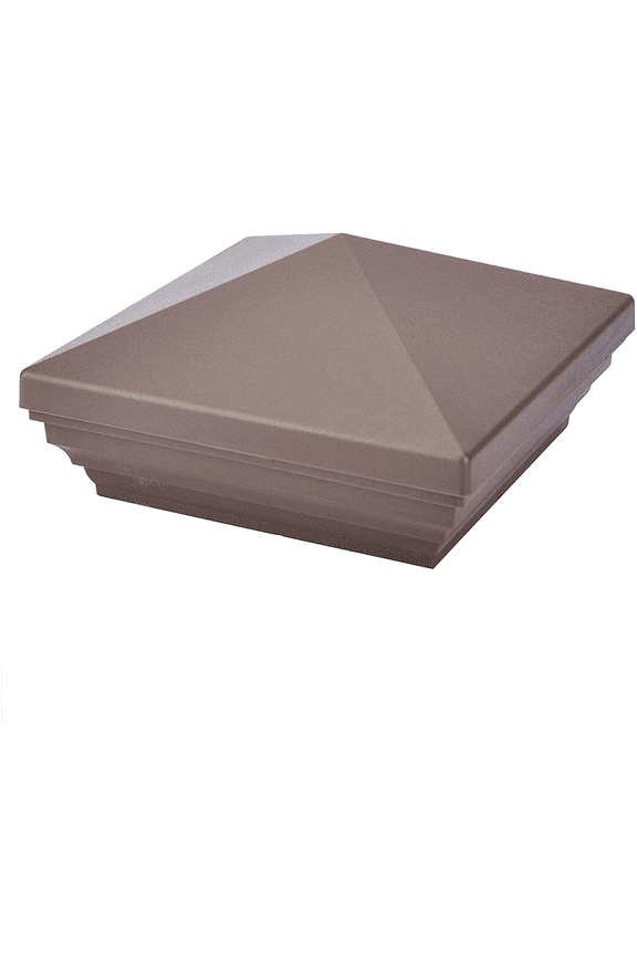 PNP 115445WN Screw-Free Universal Fence Pyramid Top Cap Fits Post 4 X 4 Inches (Actual Post Size 3.5 X 3.5) (Qty 5, Walnut)